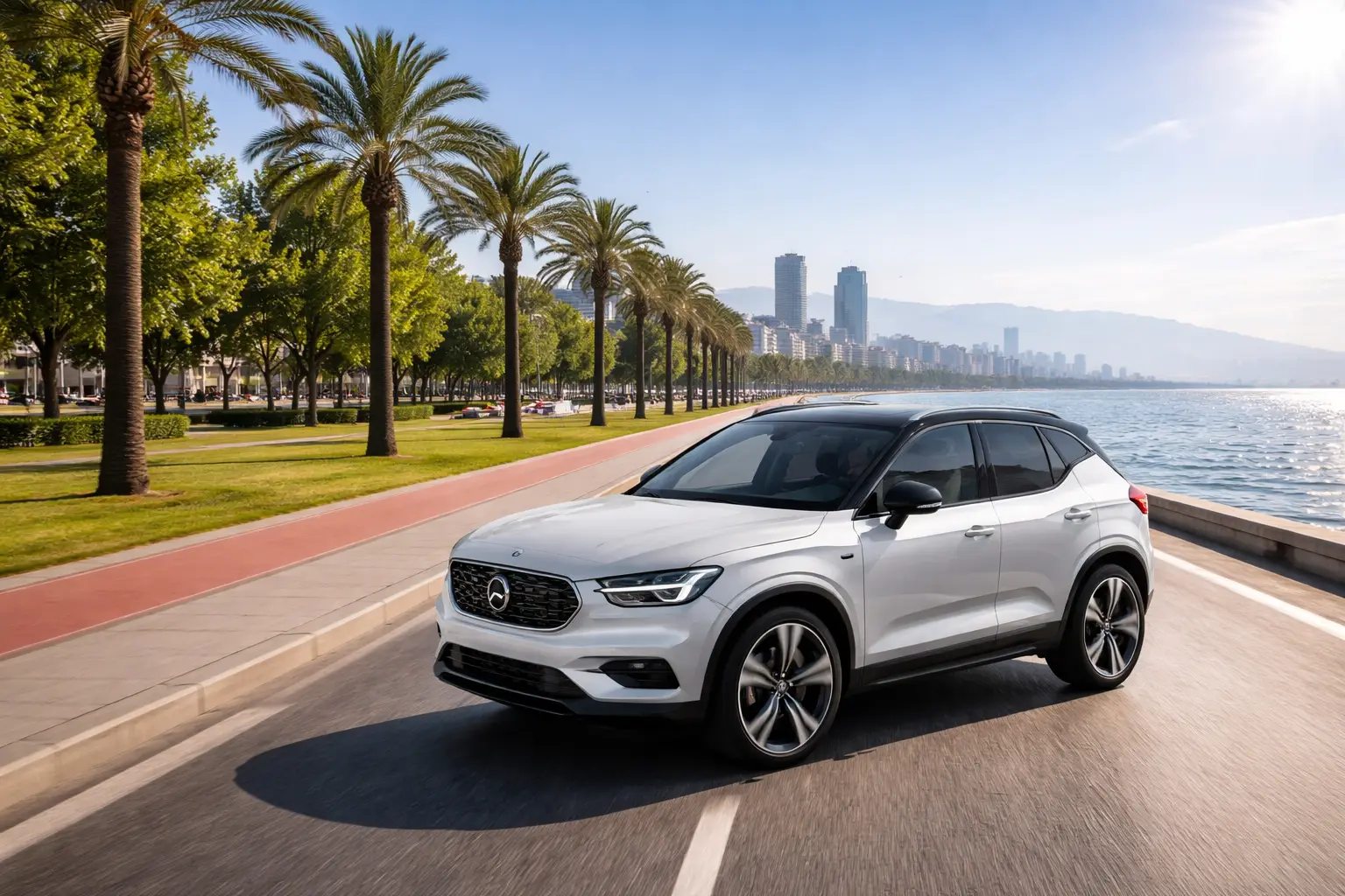 İzmir kıyısında ilerleyen kiralık araç